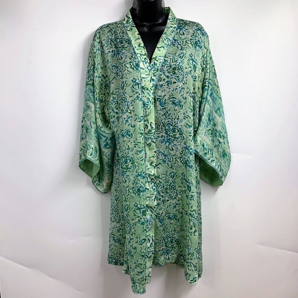 Oscar De La Renta Women's Sheer Long Sleeve Mid LEngth Kimono Size S